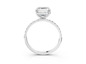 White gold Asscher Cut Diamond Pavé Band Solitaire Ring with Four-Prong Setting_75