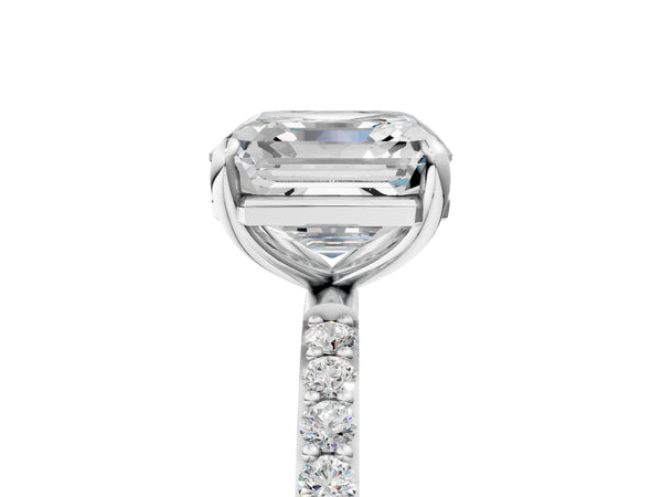 White gold Asscher Cut Diamond Pavé Band Solitaire Ring with Four-Prong Setting_77