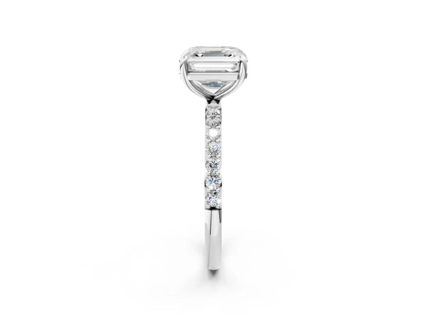 White gold Asscher Cut Diamond Pavé Band Solitaire Ring with Four-Prong Setting_80