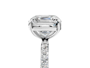 White gold Asscher Cut Diamond Pavé Band Solitaire Ring with Four-Prong Setting_83