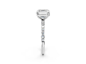 White gold Asscher Cut Diamond Pavé Band Solitaire Ring with Four-Prong Setting_86