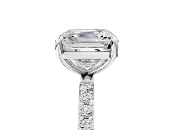 White gold Asscher Cut Diamond Pavé Band Solitaire Ring with Four-Prong Setting_89