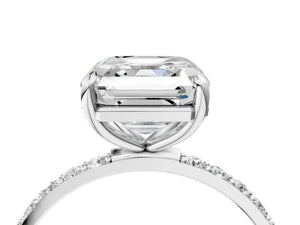 White gold Asscher Cut Diamond Pavé Band Solitaire Ring with Four-Prong Setting_94