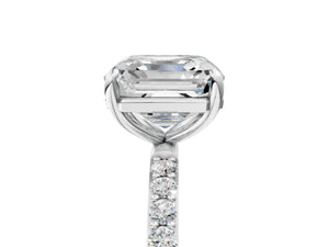 White gold Asscher Cut Diamond Pavé Band Solitaire Ring with Four-Prong Setting_95