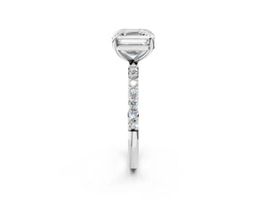 White gold Asscher Cut Diamond Pavé Band Solitaire Ring with Four-Prong Setting_98