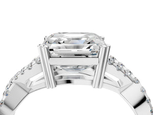 White gold Asscher Solitaire Twist Band with Pavé Setting and Four-Prong Setting_22