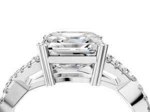 White gold Asscher Solitaire Twist Band with Pavé Setting and Four-Prong Setting_4
