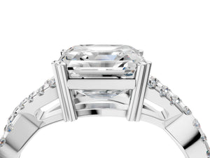 White gold Asscher Solitaire Twist Band with Pavé Setting and Four-Prong Setting_52