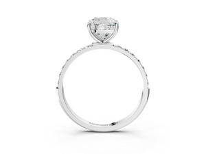 White gold Cushion Cut Diamond Pavé Band Solitaire Ring with Four-Prong Setting_105