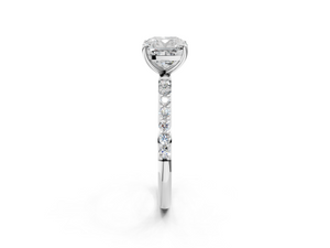 White gold Cushion Cut Diamond Pavé Band Solitaire Ring with Four-Prong Setting_2