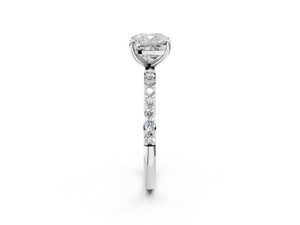 White gold Cushion Cut Diamond Pavé Band Solitaire Ring with Four-Prong Setting_38