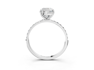 White gold Cushion Cut Diamond Pavé Band Solitaire Ring with Four-Prong Setting_39