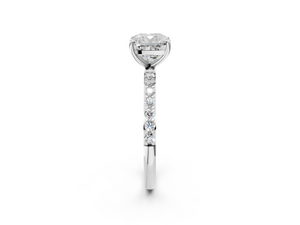 White gold Cushion Cut Diamond Pavé Band Solitaire Ring with Four-Prong Setting_44