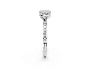 White gold Cushion Cut Diamond Pavé Band Solitaire Ring with Four-Prong Setting_50