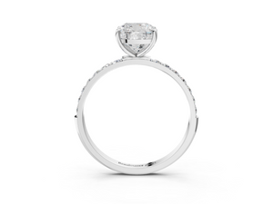 White gold Cushion Cut Diamond Pavé Band Solitaire Ring with Four-Prong Setting_51