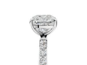 White gold Cushion Cut Diamond Pavé Band Solitaire Ring with Four-Prong Setting_65