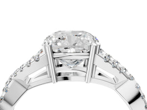 White gold Cushion Solitaire Twist Band with Pavé Setting and Four-Prong Setting_88