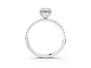 White gold Emerald Cut Diamond Pavé Band Solitaire Ring with Four-Prong Setting_111