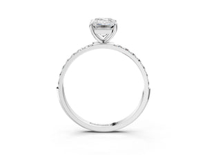 White gold Emerald Cut Diamond Pavé Band Solitaire Ring with Four-Prong Setting_21