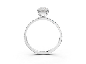 White gold Emerald Cut Diamond Pavé Band Solitaire Ring with Four-Prong Setting_3