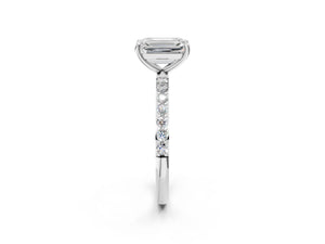 White gold Emerald Cut Diamond Pavé Band Solitaire Ring with Four-Prong Setting_50