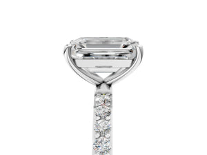 White gold Emerald Cut Diamond Pavé Band Solitaire Ring with Four-Prong Setting_89