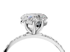 White gold Heart Cut Diamond Pavé Band Solitaire Ring with Four-Prong Setting_106