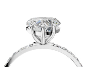White gold Heart Cut Diamond Pavé Band Solitaire Ring with Four-Prong Setting_118