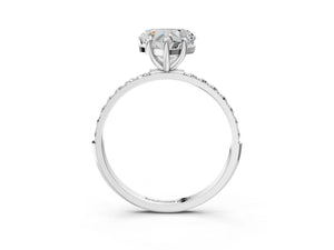 White gold Heart Cut Diamond Pavé Band Solitaire Ring with Four-Prong Setting_15