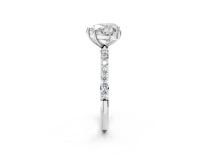White gold Heart Cut Diamond Pavé Band Solitaire Ring with Four-Prong Setting_26