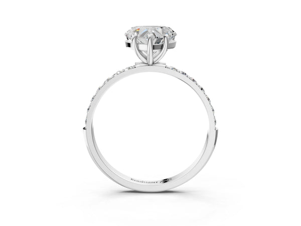 White gold Heart Cut Diamond Pavé Band Solitaire Ring with Four-Prong Setting_33