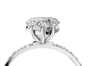 White gold Heart Cut Diamond Pavé Band Solitaire Ring with Four-Prong Setting_40