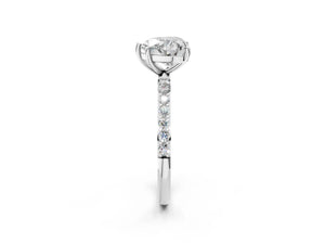 White gold Heart Cut Diamond Pavé Band Solitaire Ring with Four-Prong Setting_68