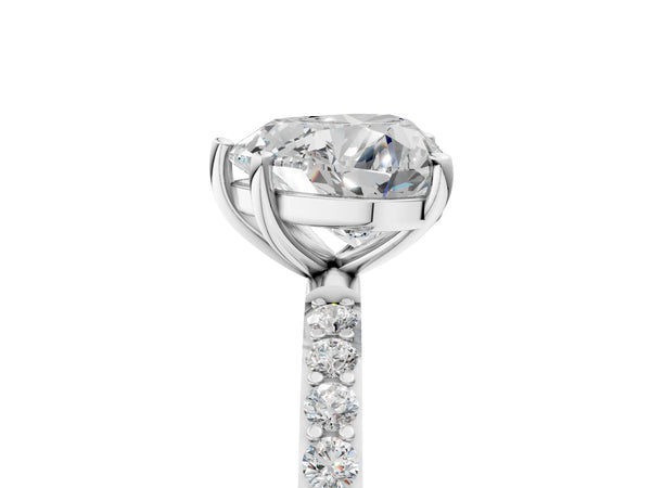 White gold Heart Cut Diamond Pavé Band Solitaire Ring with Four-Prong Setting_89