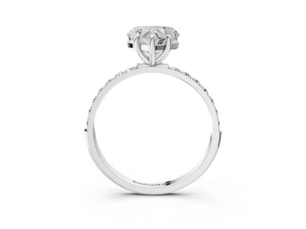 White gold Heart Cut Diamond Pavé Band Solitaire Ring with Four-Prong Setting_93