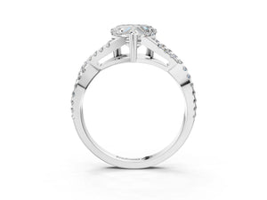 White gold Heart Solitaire Twist Band with Pavé Setting and Four-Prong Setting_15