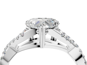 White gold Heart Solitaire Twist Band with Pavé Setting and Four-Prong Setting_22