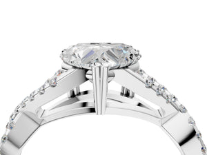 White gold Heart Solitaire Twist Band with Pavé Setting and Four-Prong Setting_28