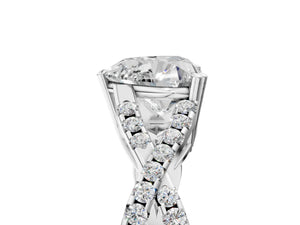 White gold Heart Solitaire Twist Band with Pavé Setting and Four-Prong Setting_29