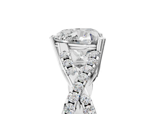 White gold Heart Solitaire Twist Band with Pavé Setting and Four-Prong Setting_35