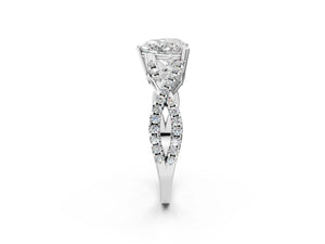 White gold Heart Solitaire Twist Band with Pavé Setting and Four-Prong Setting_38