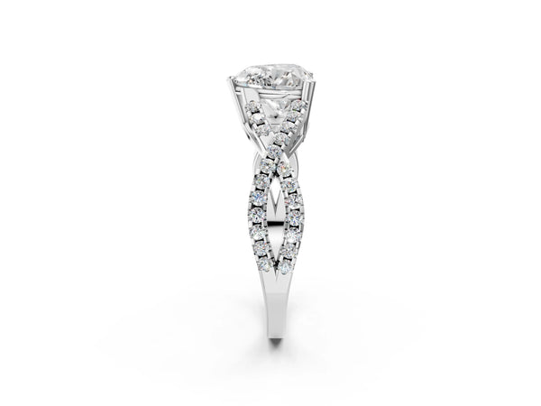 White gold Heart Solitaire Twist Band with Pavé Setting and Four-Prong Setting_38
