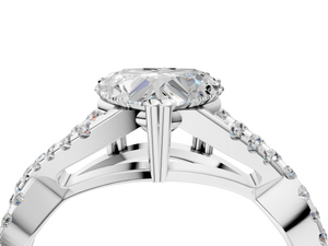White gold Heart Solitaire Twist Band with Pavé Setting and Four-Prong Setting_4