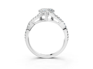 White gold Heart Solitaire Twist Band with Pavé Setting and Four-Prong Setting_51
