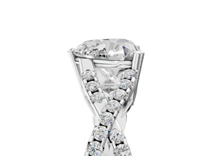 White gold Heart Solitaire Twist Band with Pavé Setting and Four-Prong Setting_65