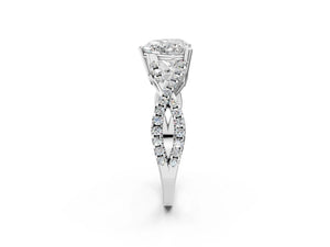 White gold Heart Solitaire Twist Band with Pavé Setting and Four-Prong Setting_74
