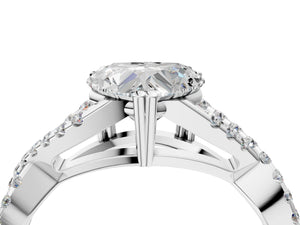 White gold Heart Solitaire Twist Band with Pavé Setting and Four-Prong Setting_76