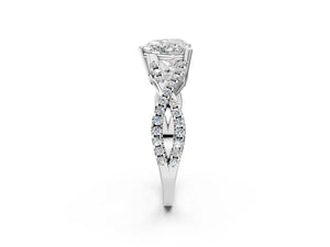 White gold Heart Solitaire Twist Band with Pavé Setting and Four-Prong Setting_80