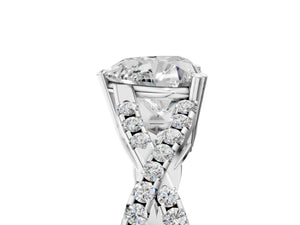 White gold Heart Solitaire Twist Band with Pavé Setting and Four-Prong Setting_83