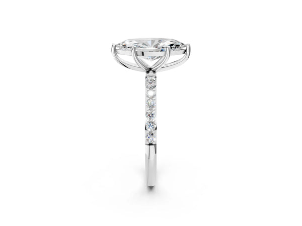 White gold Marquise Cut Diamond Pavé Band Solitaire Ring with Four-Prong Setting_14